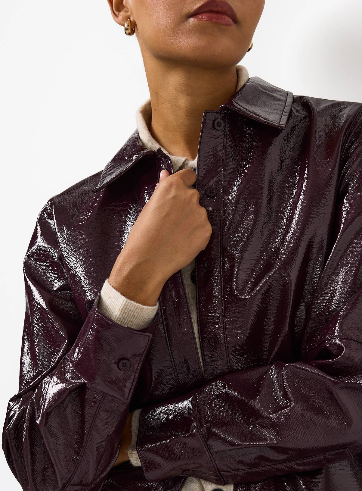 Burgundy Vinyl Long Sleeve Shirt 16 - Image 3